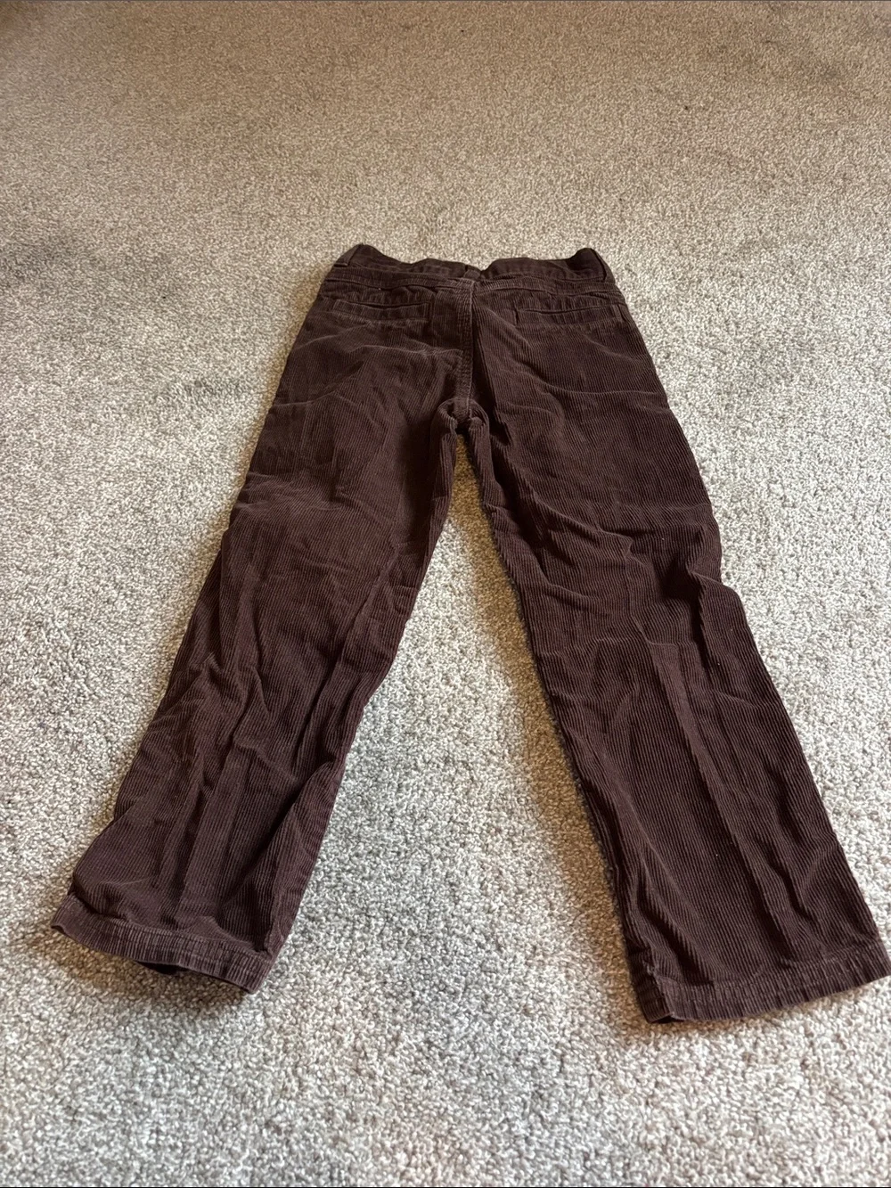 Kids Long-Sleeve Skateboard Graphic Tee and Brown Corduroy Pants bundle